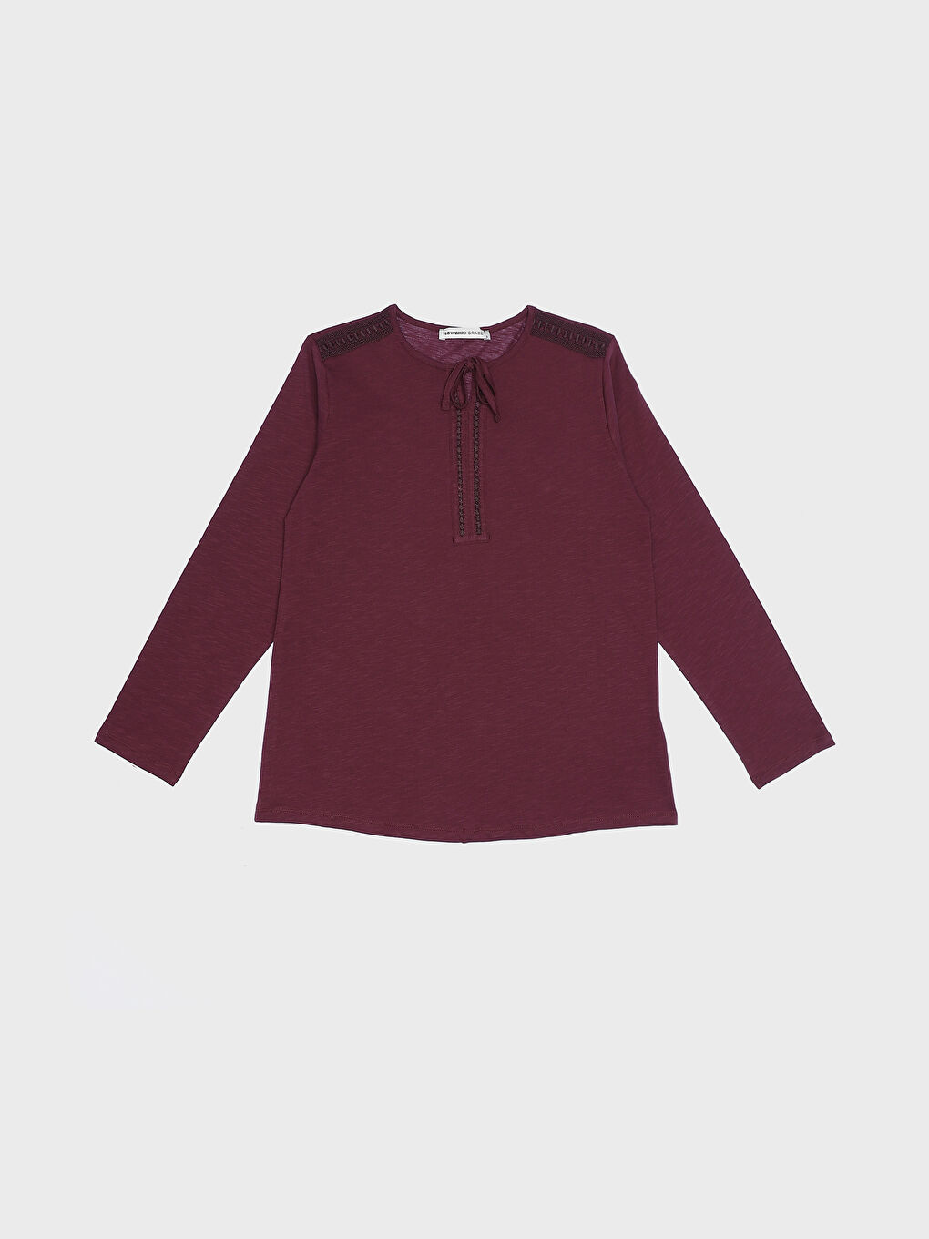 Tie Neck Plain Long Sleeve Women's Blouse