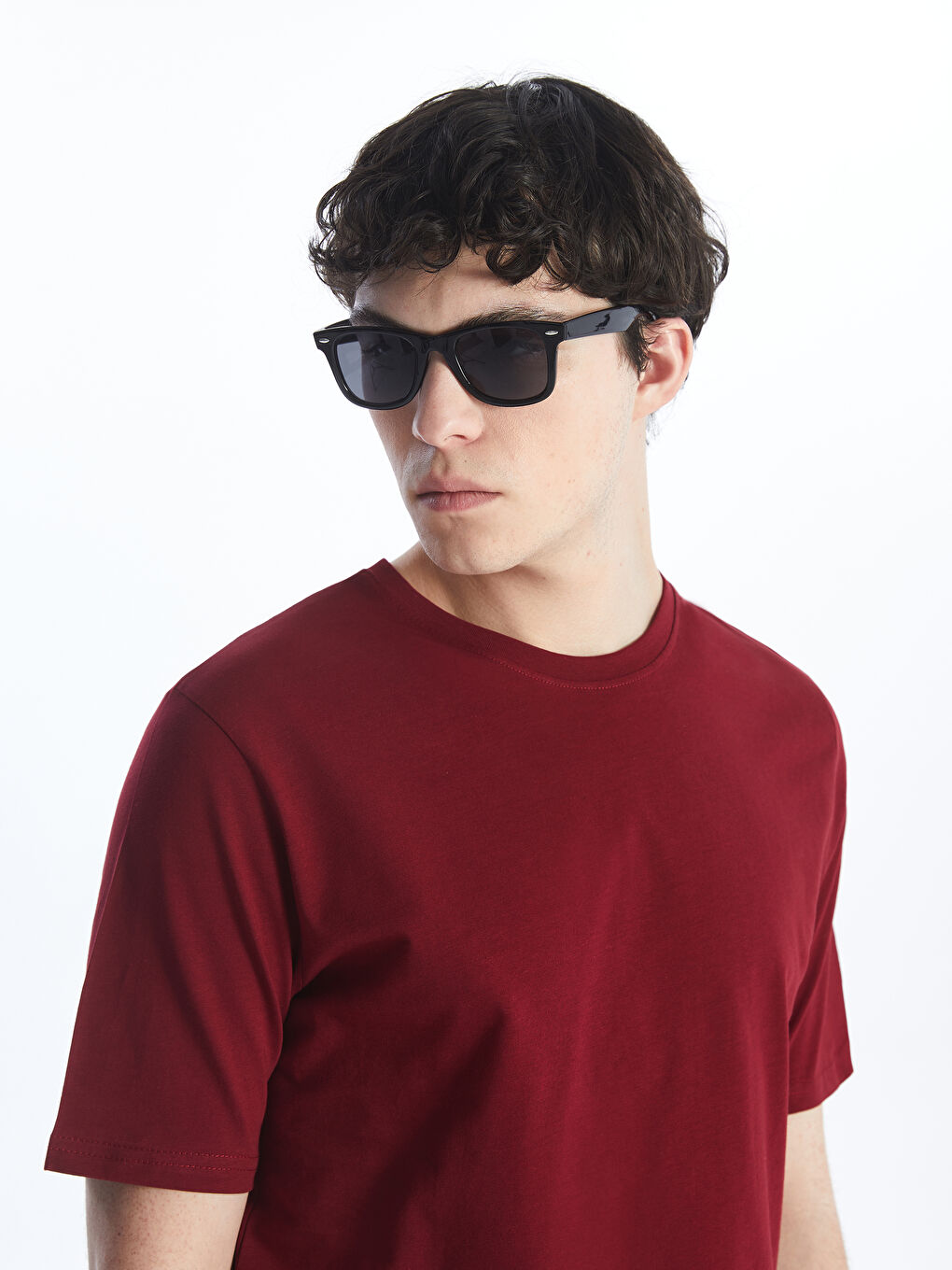 Bordo Bisiklet Yaka Penye Erkek Tişört-2