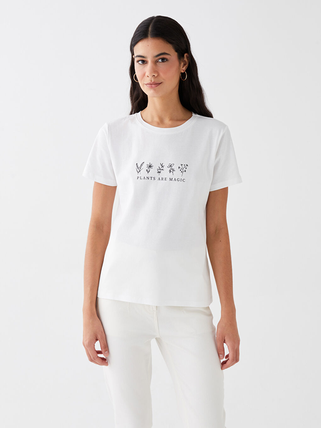 Crew Neck Printed Short Sleeve Women's T-Shirt-2