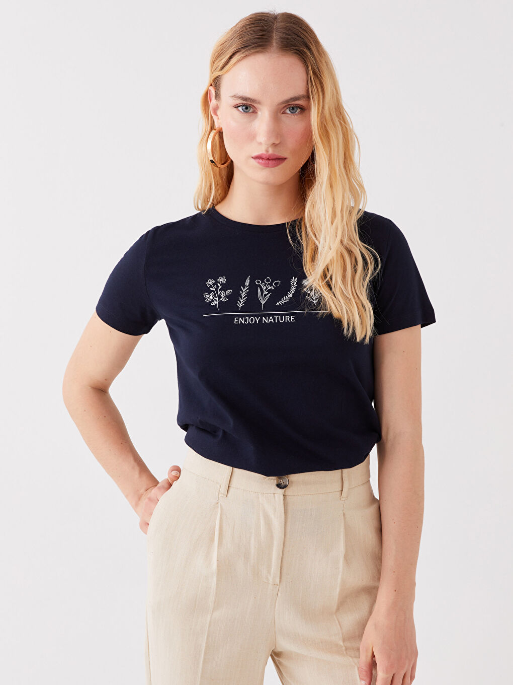 Crew Neck Printed Short Sleeve Women's T-Shirt