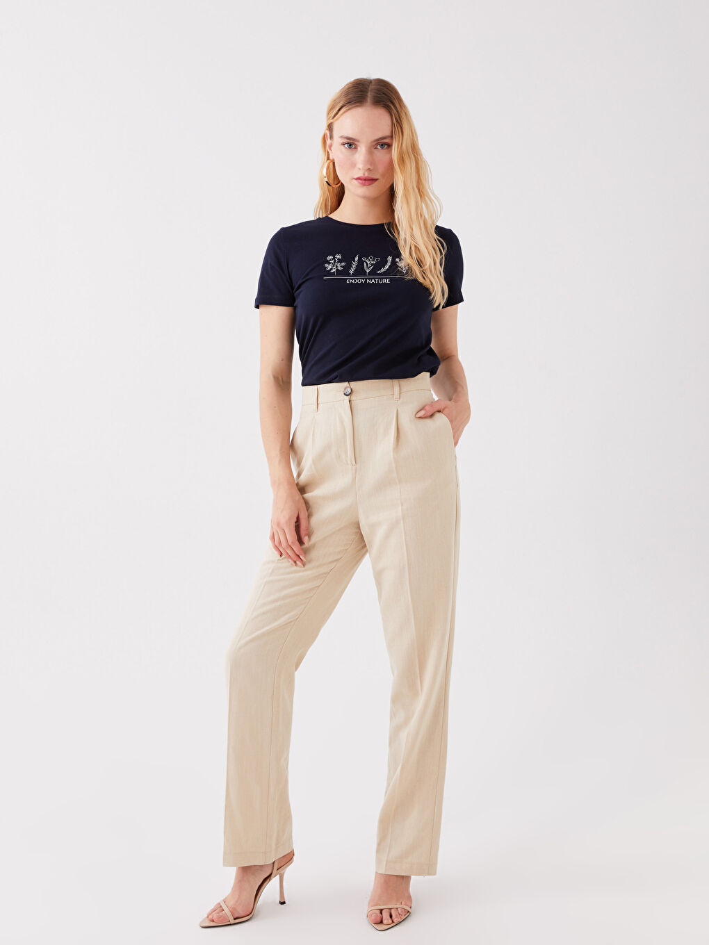 Crew Neck Printed Short Sleeve Women's T-Shirt-2