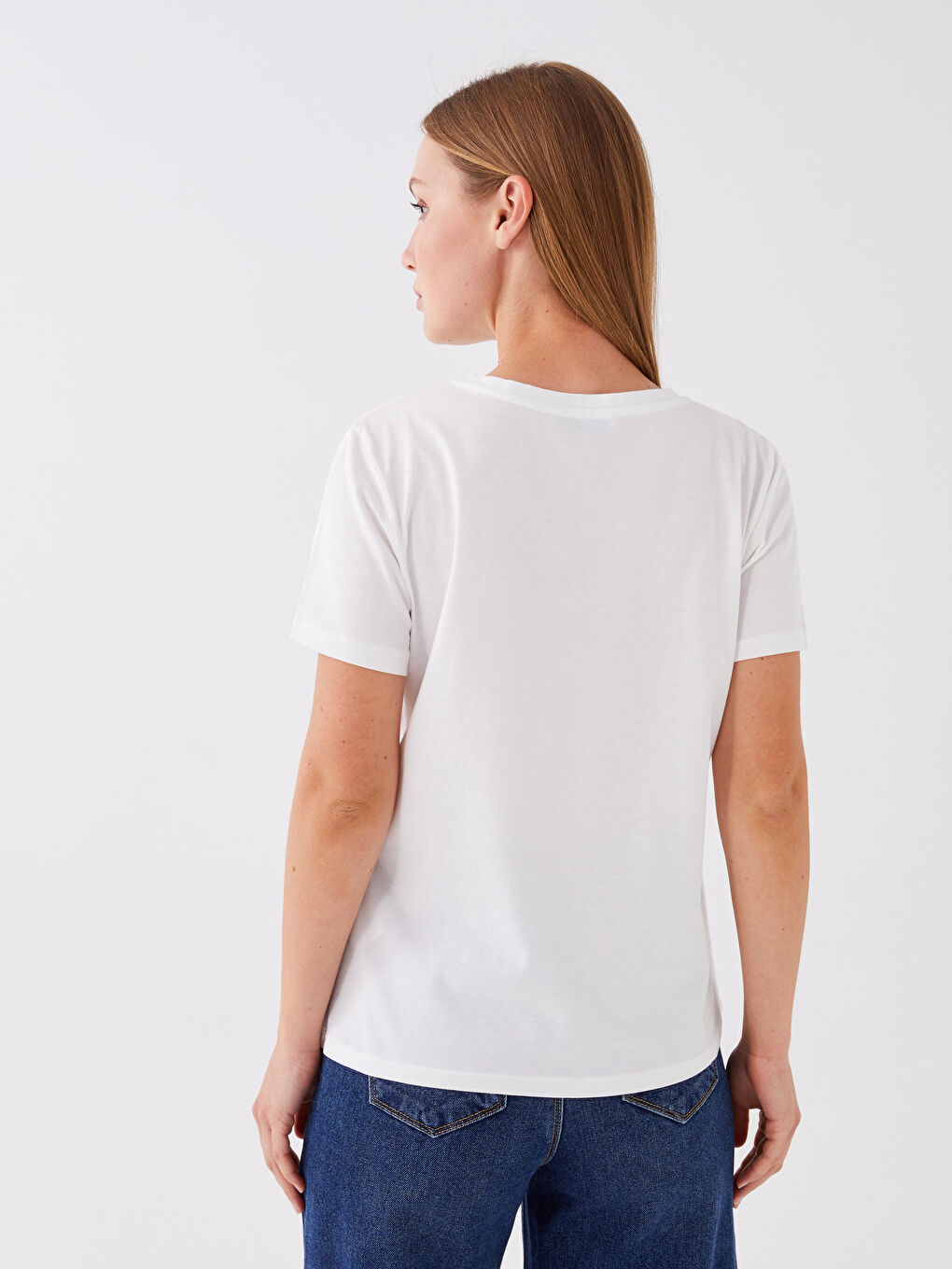 LCWAIKIKI Classic Crew Neck Printed Short Sleeve Women's T-Shirt -S3JD42Z8-R9J