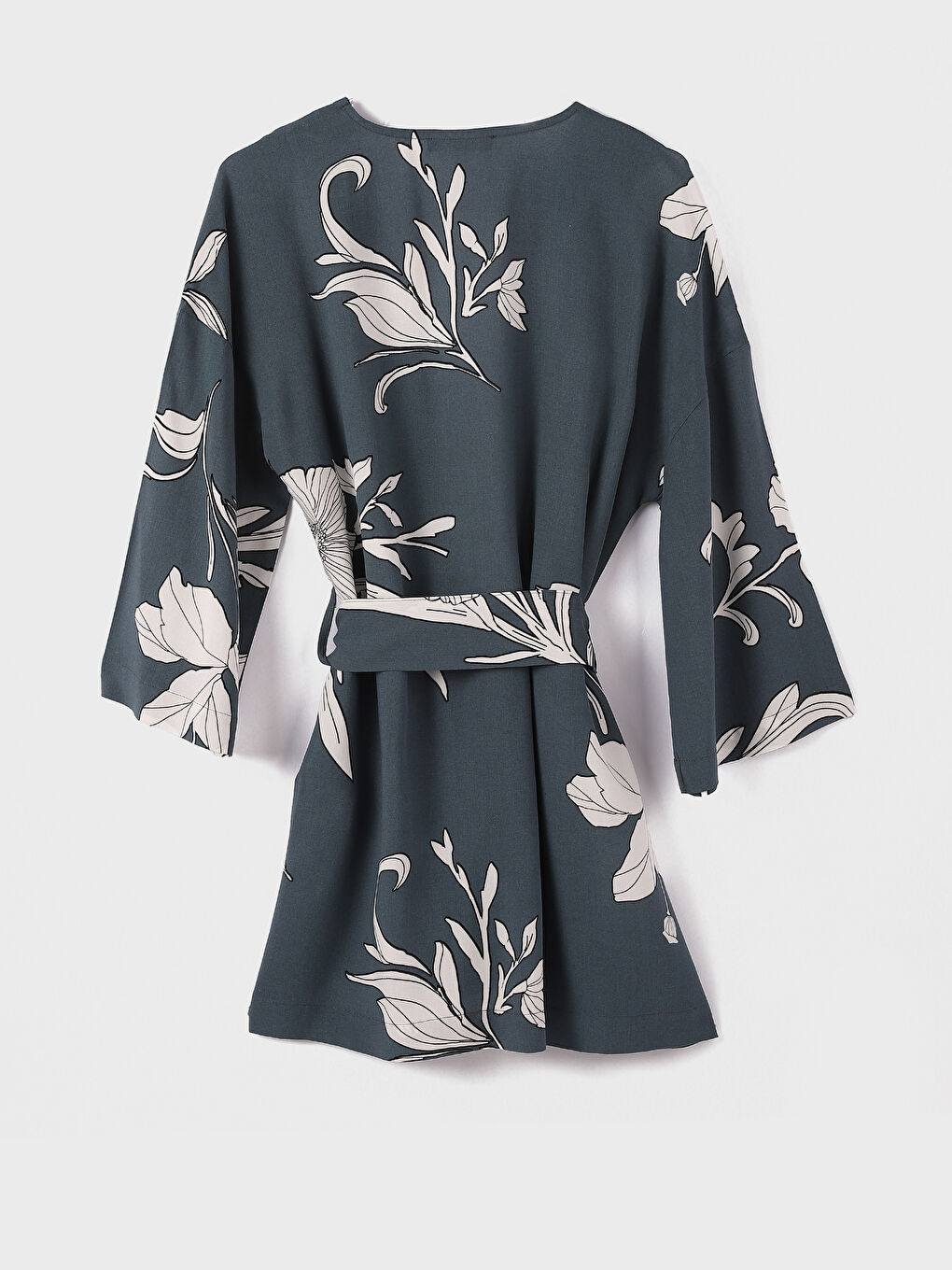 Shawl Collar Patterned Long Sleeve Women's Kimono-2