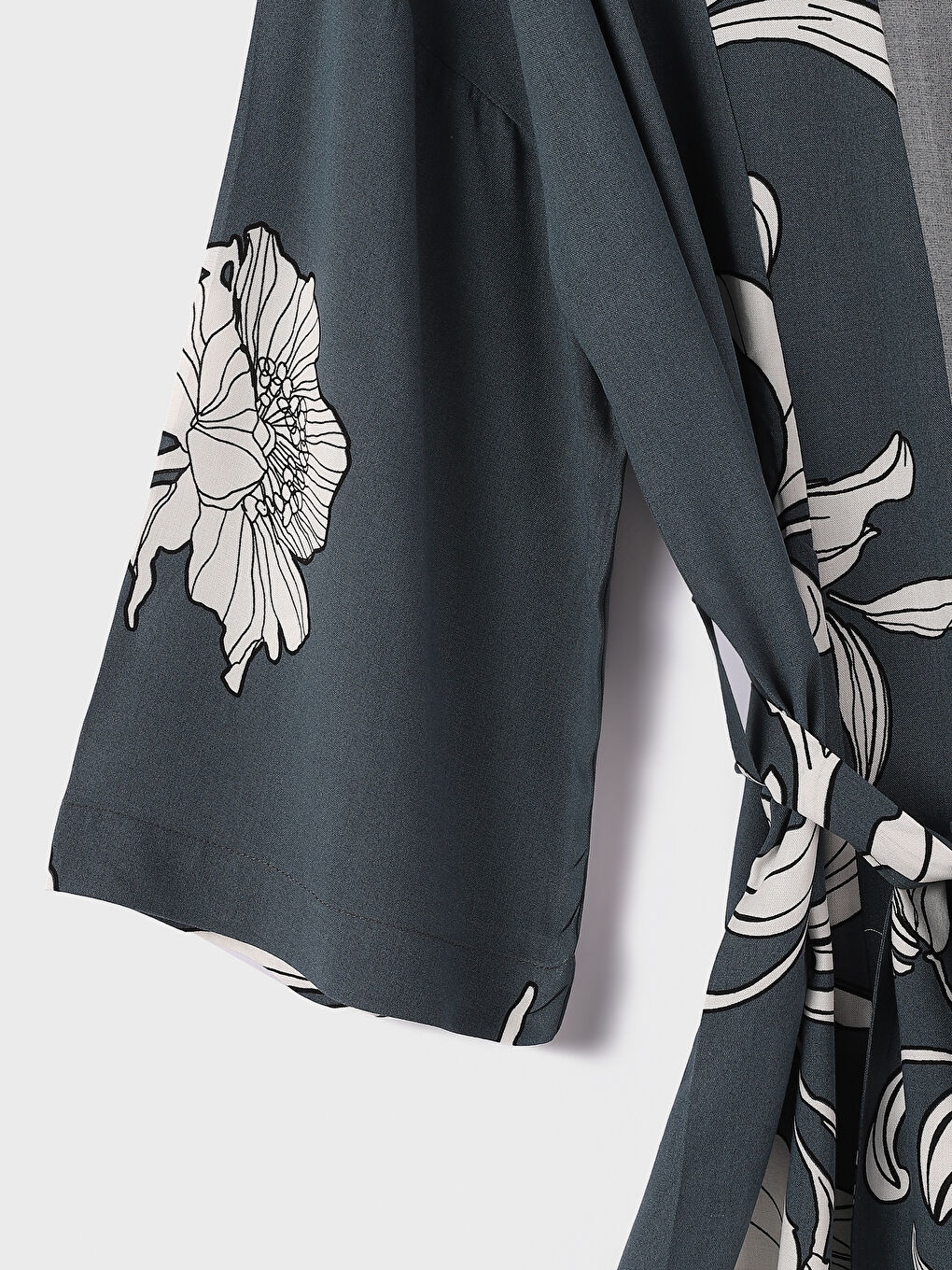 Shawl Collar Patterned Long Sleeve Women's Kimono-3