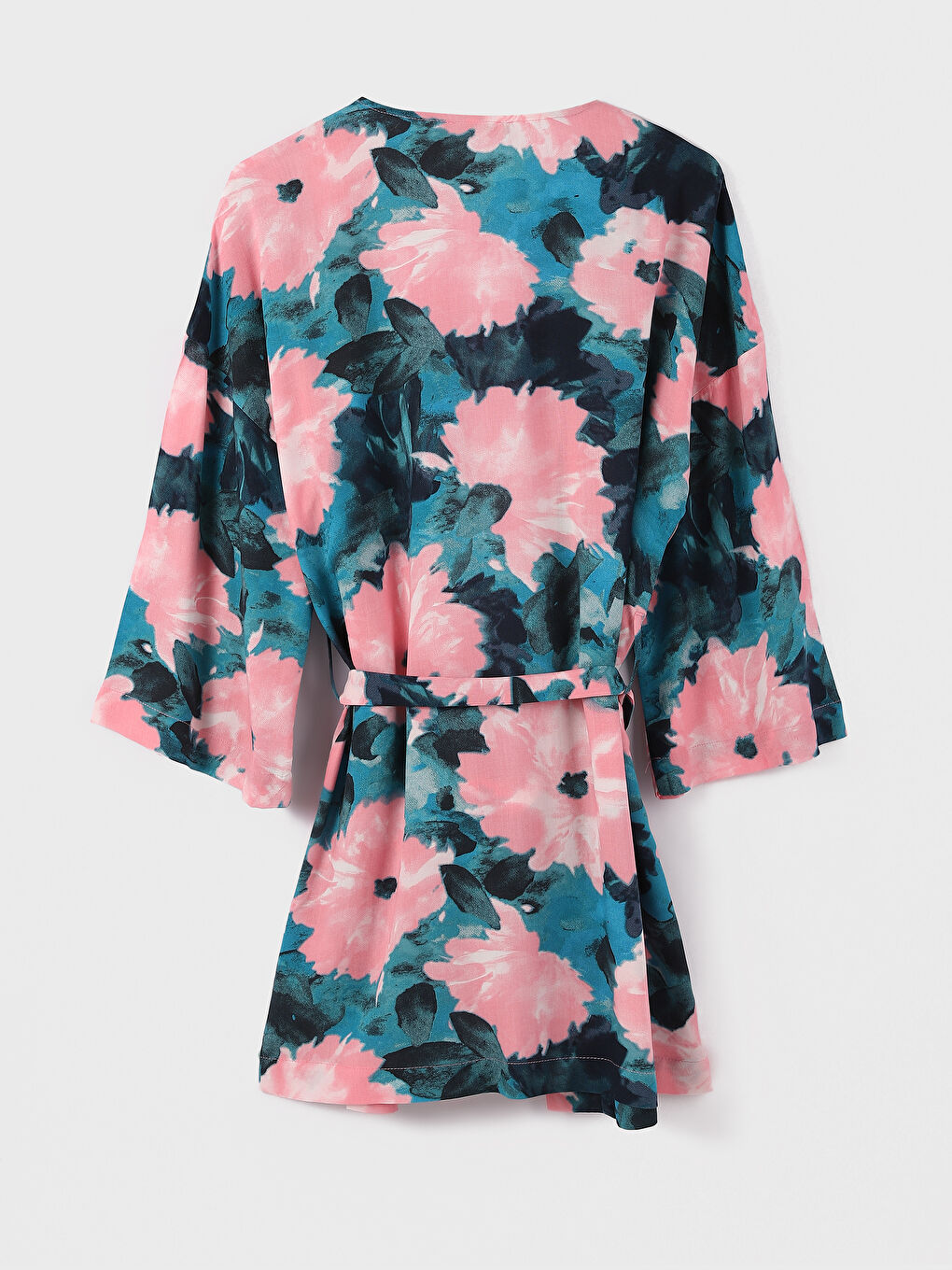 Shawl Collar Patterned Long Sleeve Women's Kimono-2