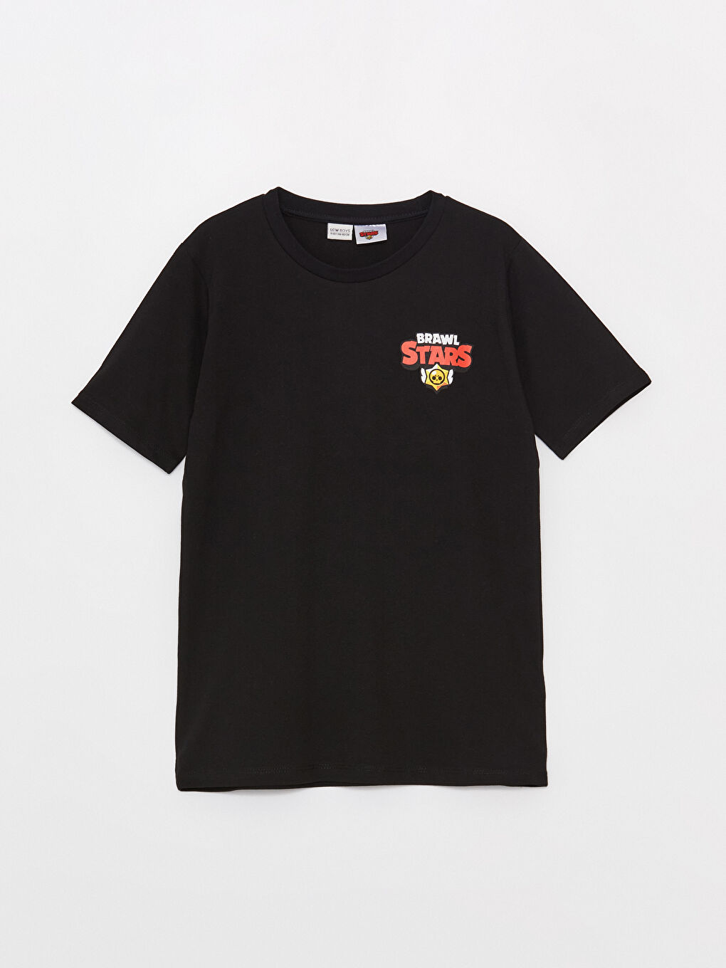 Siyah Bisiklet Yaka Brawl Stars Baskılı Kısa Kollu Erkek Çocuk Tişört