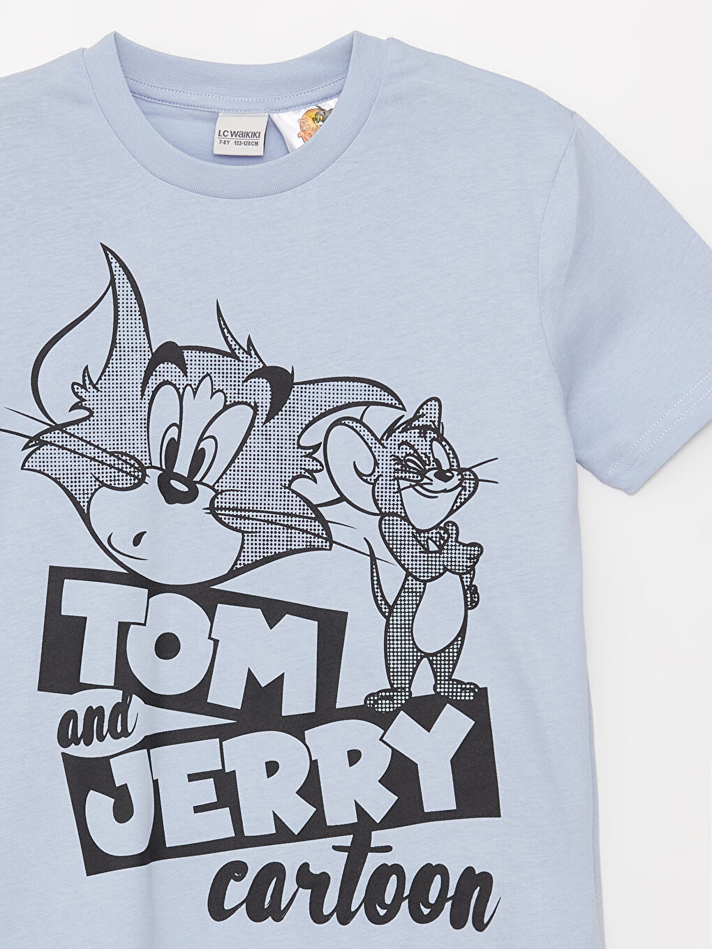 Bisiklet Yaka Tom ve Jerry Baskılı Kısa Kollu Erkek Çocuk Tişört-2