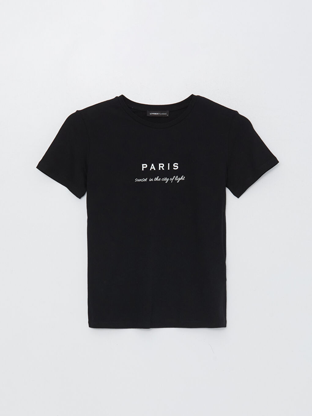 تيشيرت نسائي بأكمام قصيرة وياقة دائرية مطبوع-5