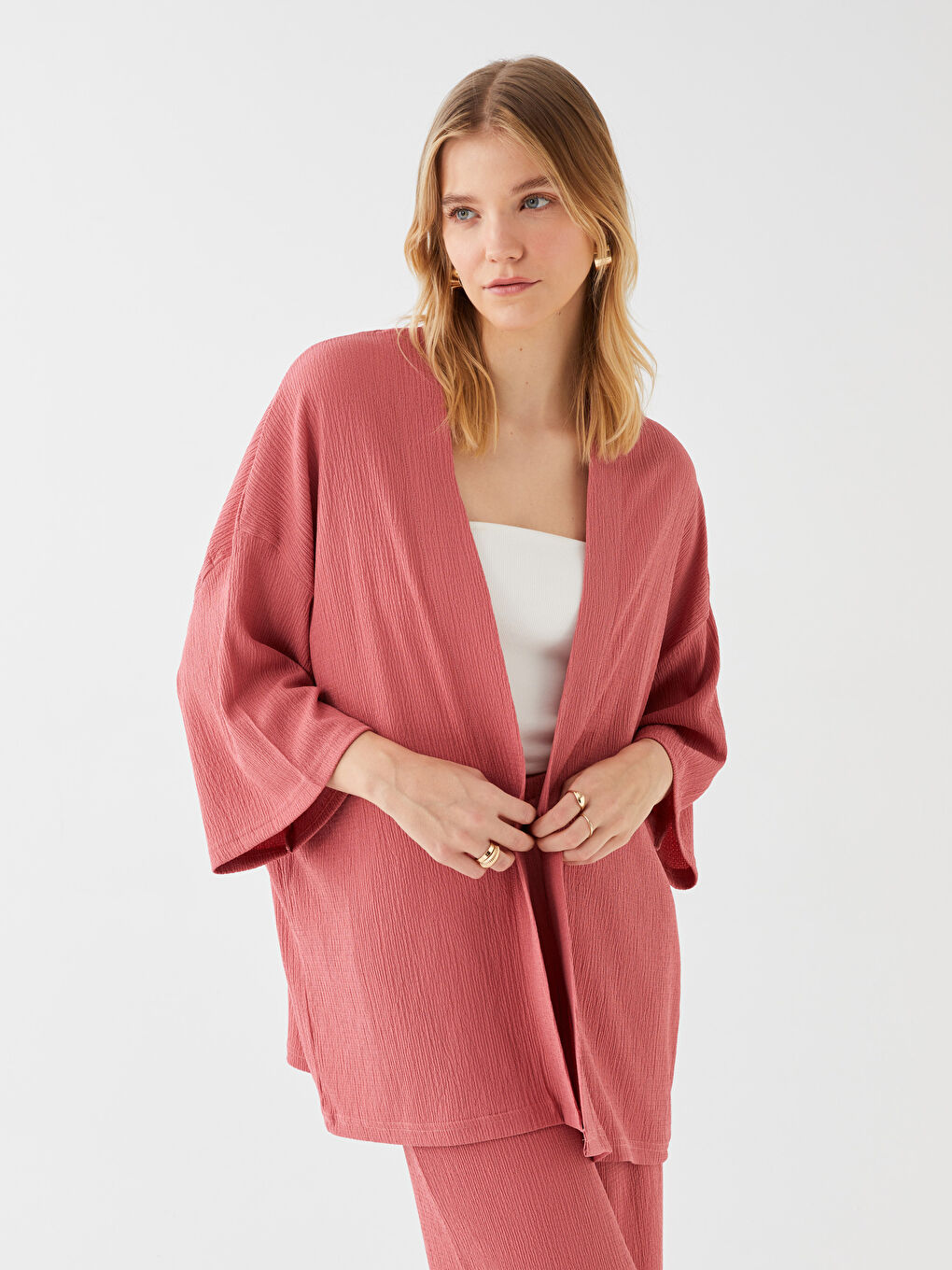 Pembe Bürümcük Rahat Kalıp Kadın Takım-1