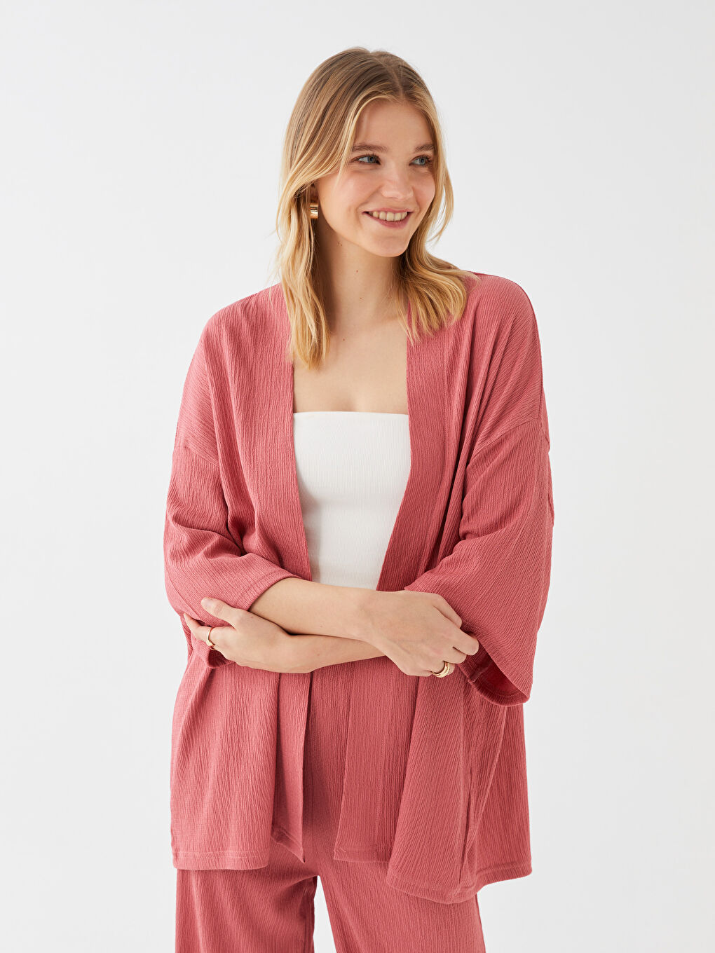 Pembe Bürümcük Rahat Kalıp Kadın Takım-2