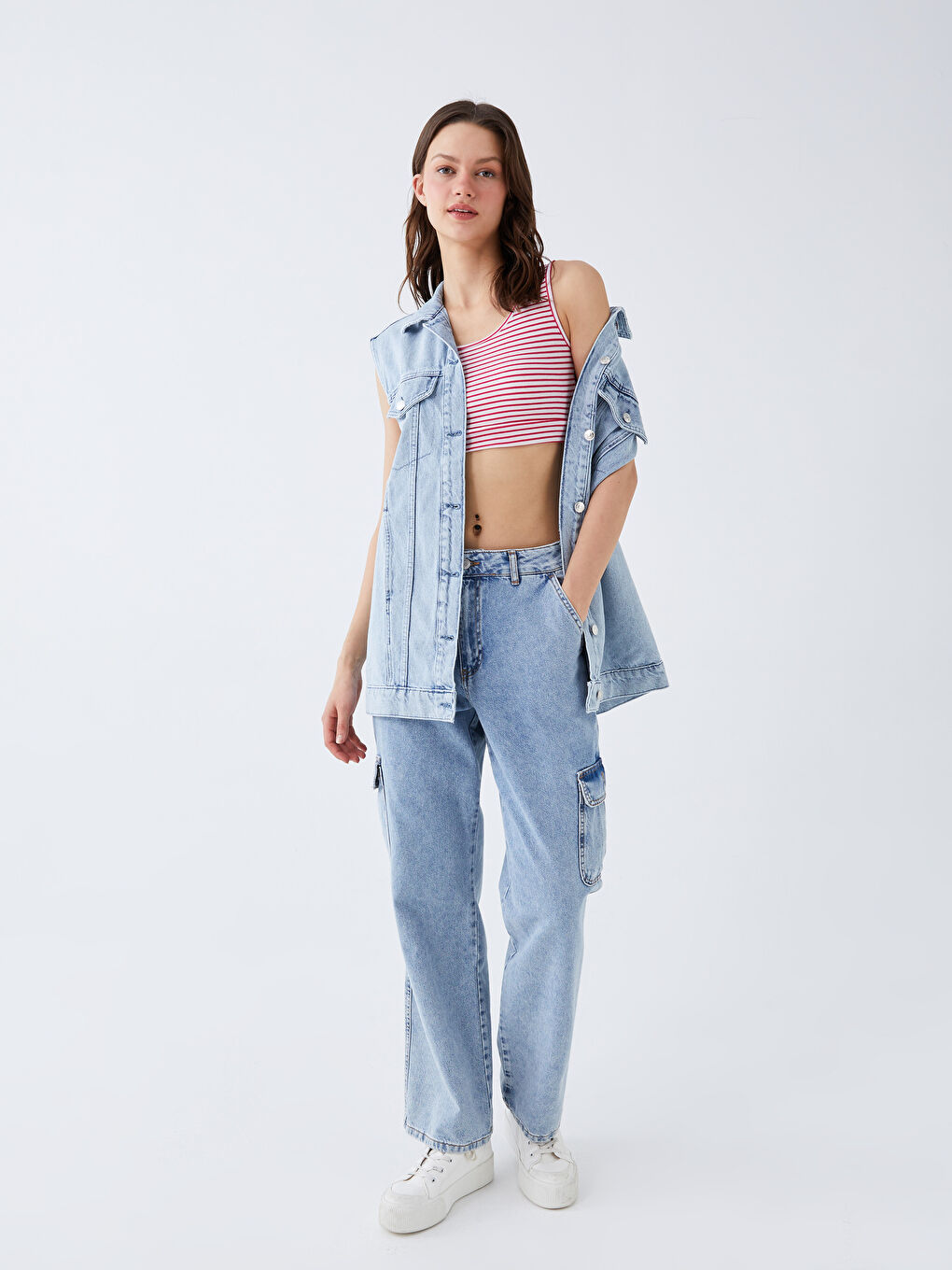 Kırmızı Bisiklet Yaka Askılı Kadın Crop Atlet-2