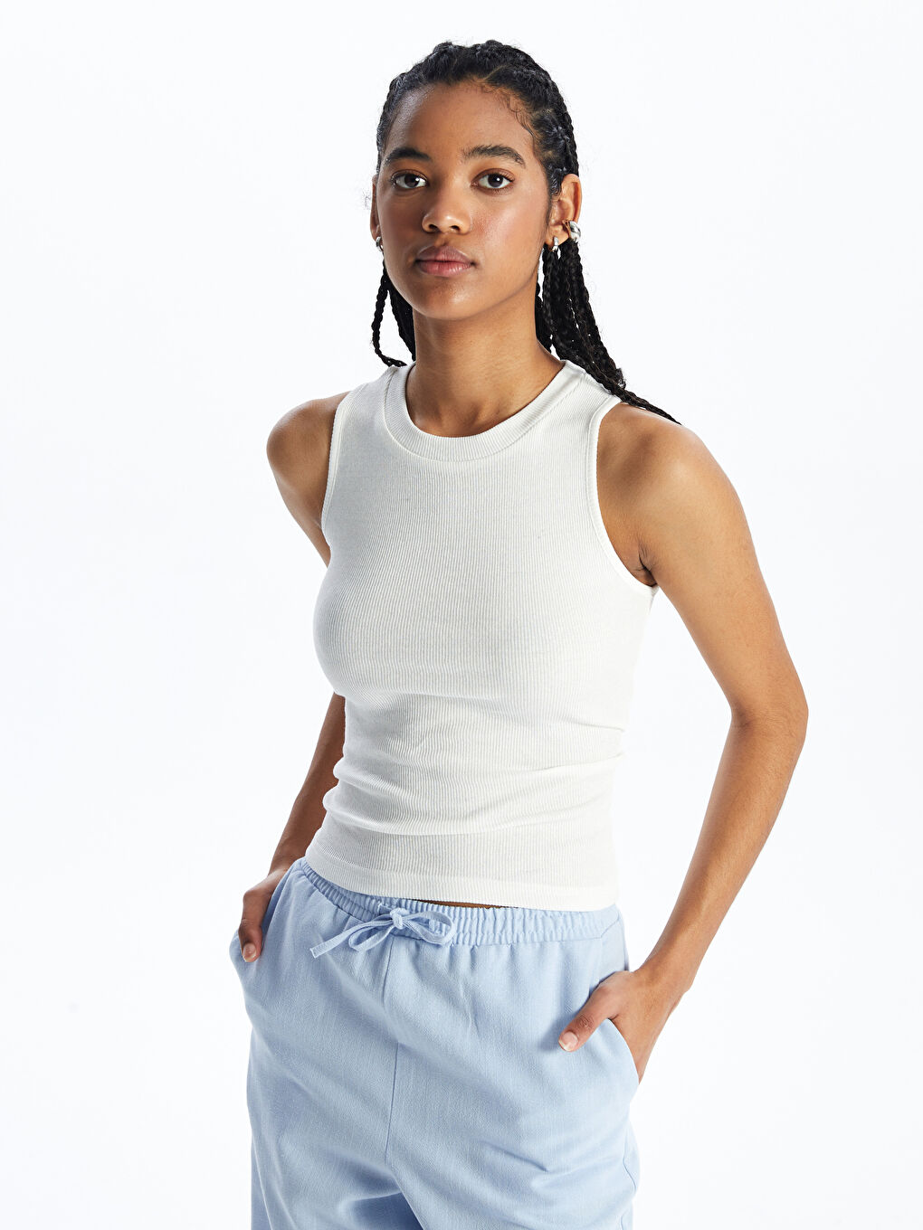 Ekru Penye Kadın Atlet-1