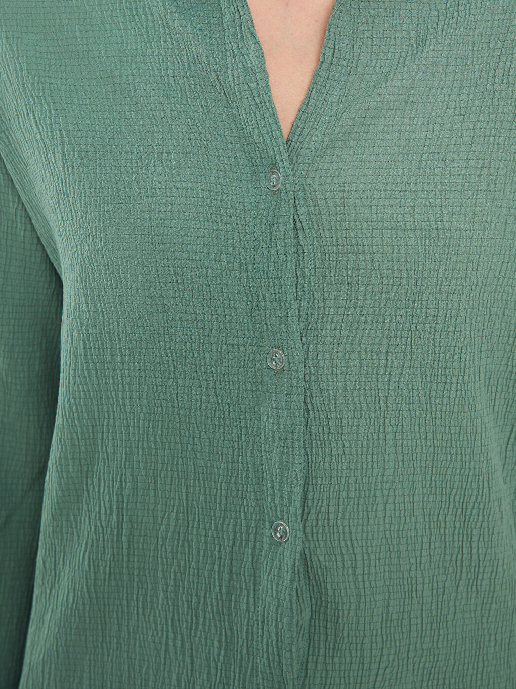 Yeşil Gömlek Yaka Uzun Kollu Kadın Gömlek-2
