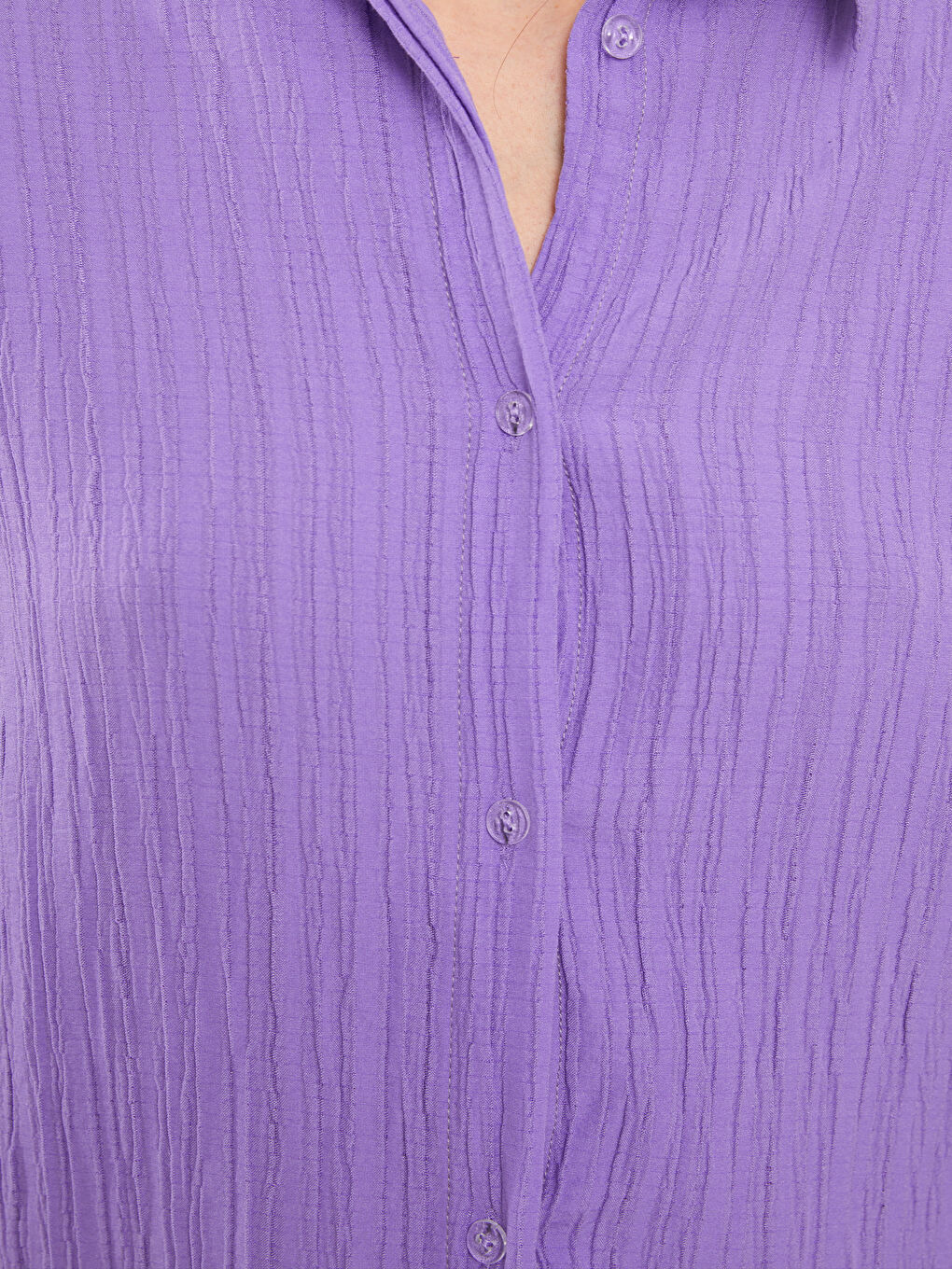 Lila Gömlek Yaka Uzun Kollu Kadın Gömlek-3