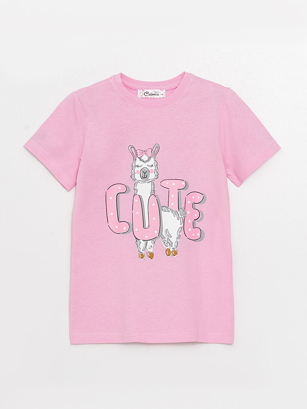 Pembe Bisiklet Yaka Baskılı Kısa Kollu Kız Çocuk Pijama Takımı-1