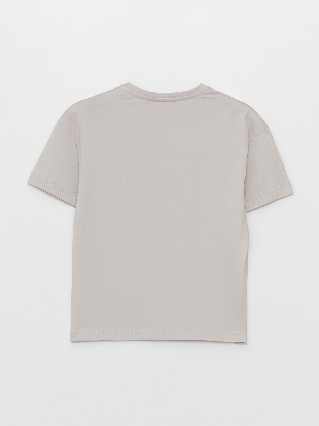 Gri Rahat Kalıp Bisiklet Yaka Baskılı Erkek Çocuk Tişört-1