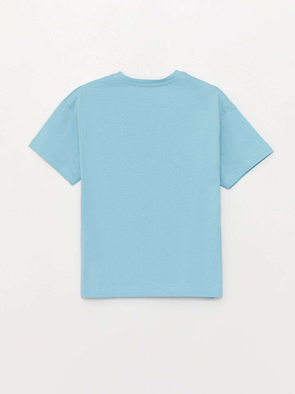 Mavi Rahat Kalıp Bisiklet Yaka Baskılı Erkek Çocuk Tişört-3