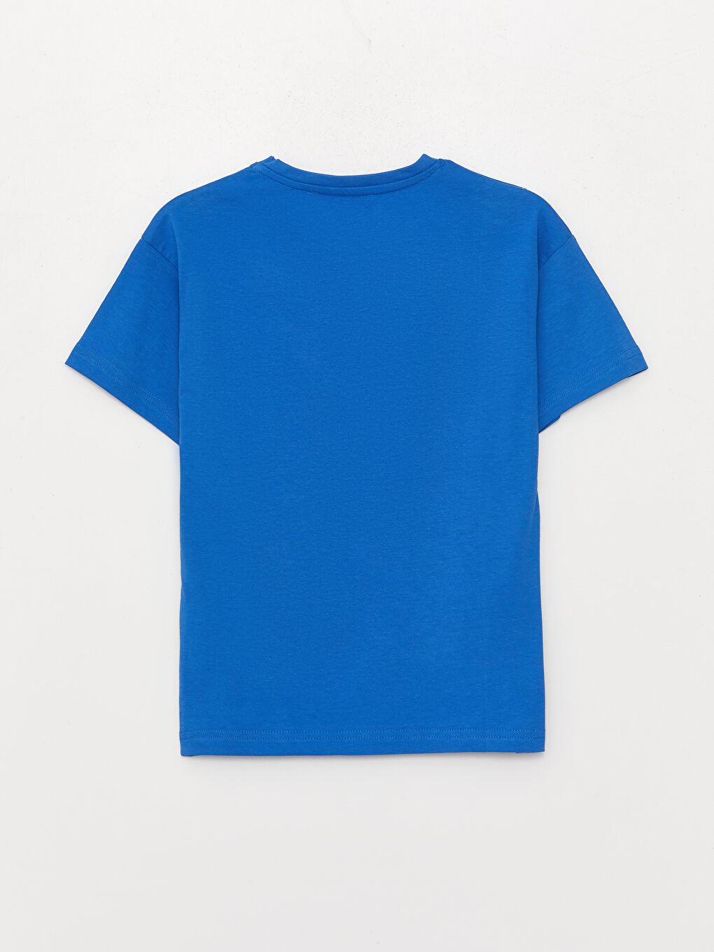 Mavi Rahat Kalıp Bisiklet Yaka Baskılı Erkek Çocuk Tişört-1