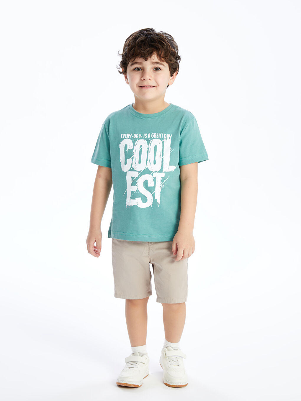 Yeşil Bisiklet Yaka Baskılı Erkek Çocuk Tişört-2