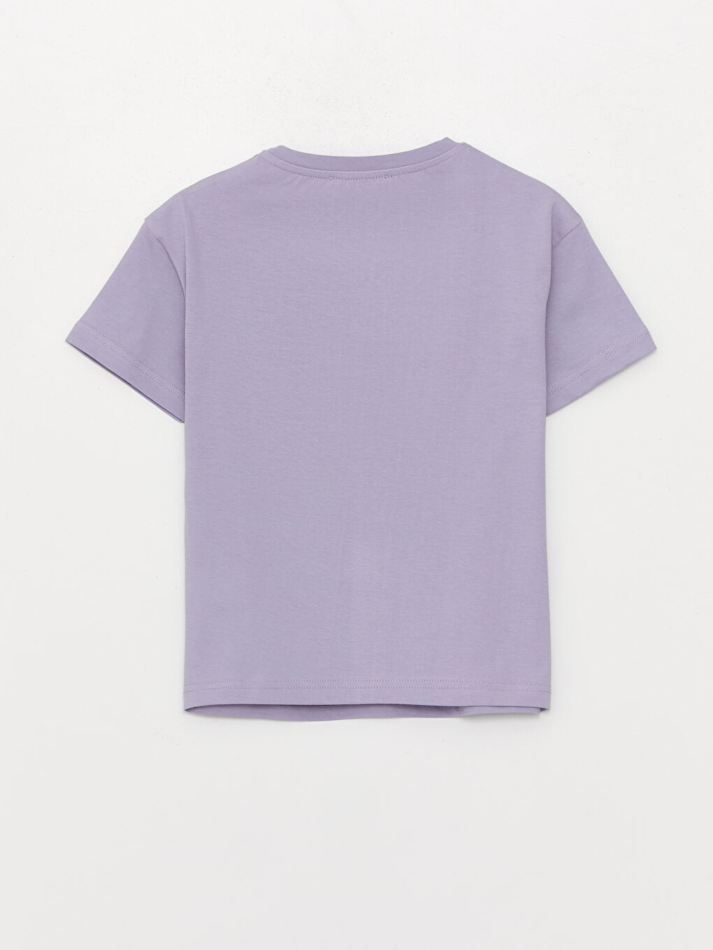 Lila Bisiklet Yaka Baskılı Kısa Kollu Kız Çocuk Tişört-1