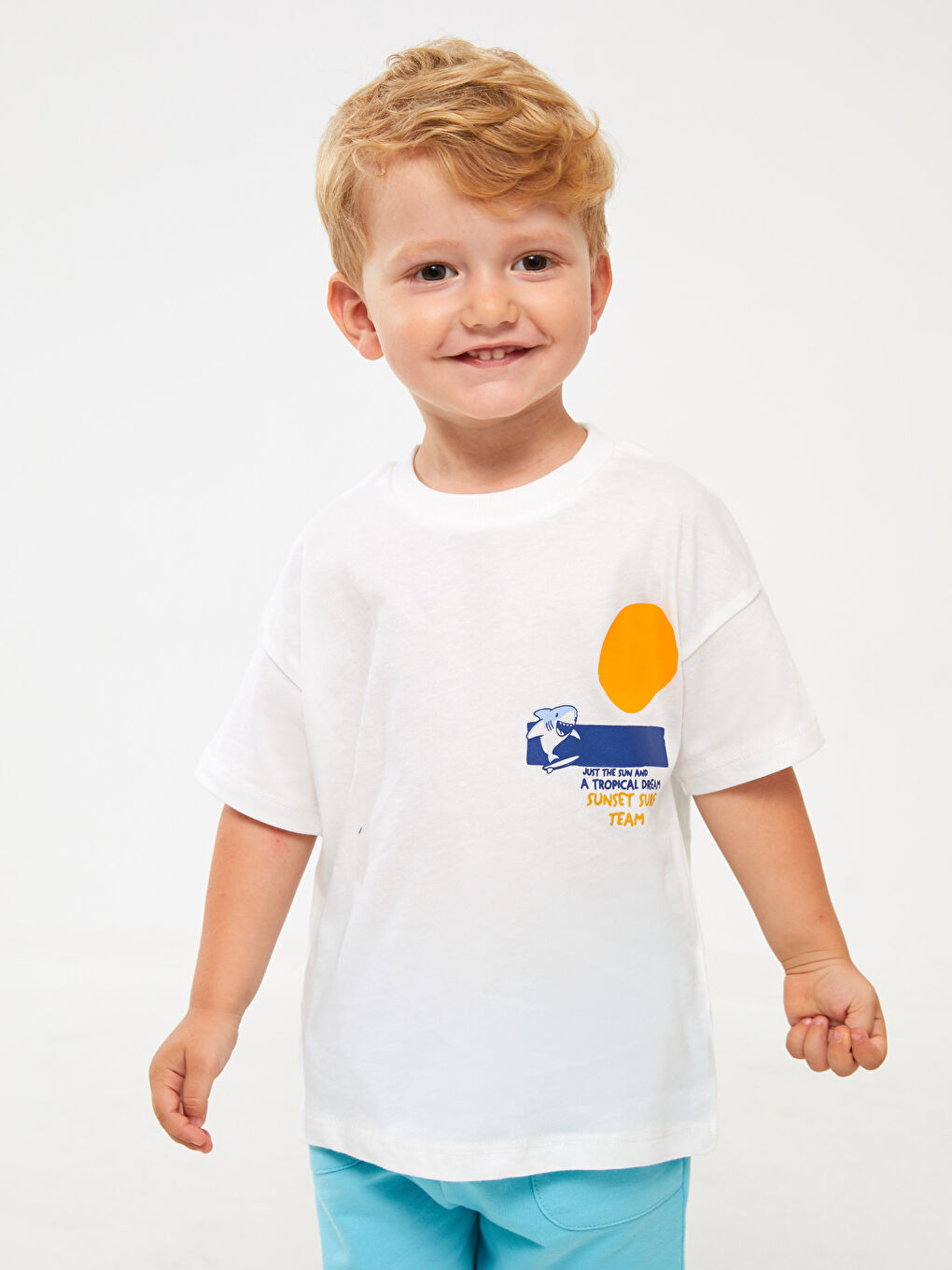 Crew Neck Printed Baby Boys' T-Shirt -S3JE85Z1-FFB