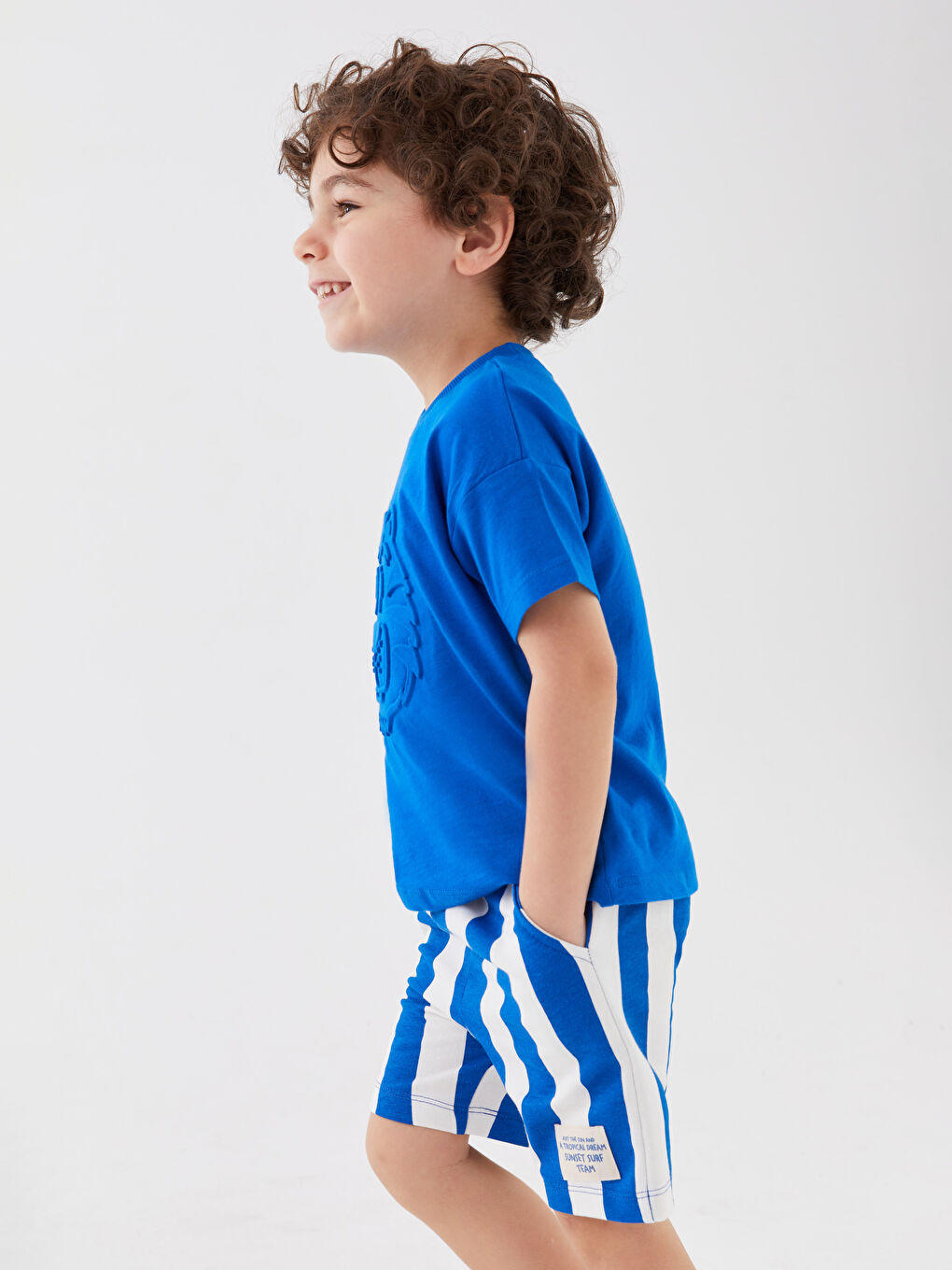 Шорты для малышей мальчиков с эластичным поясом в полоску-1