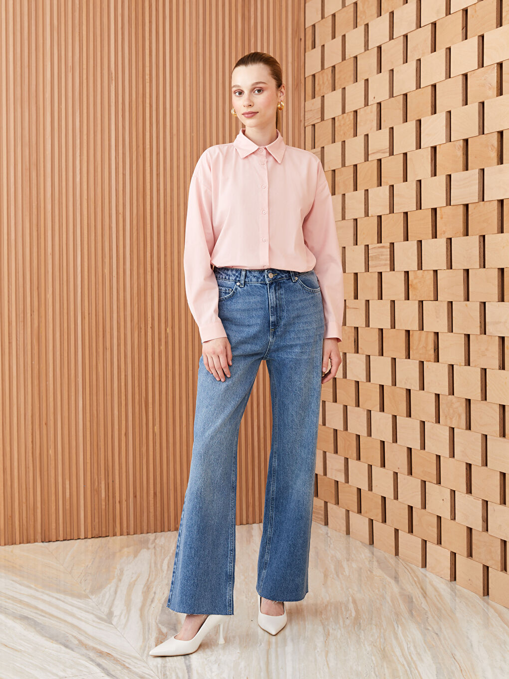 İndigo Wideleg Kadın Jean Pantolon-1