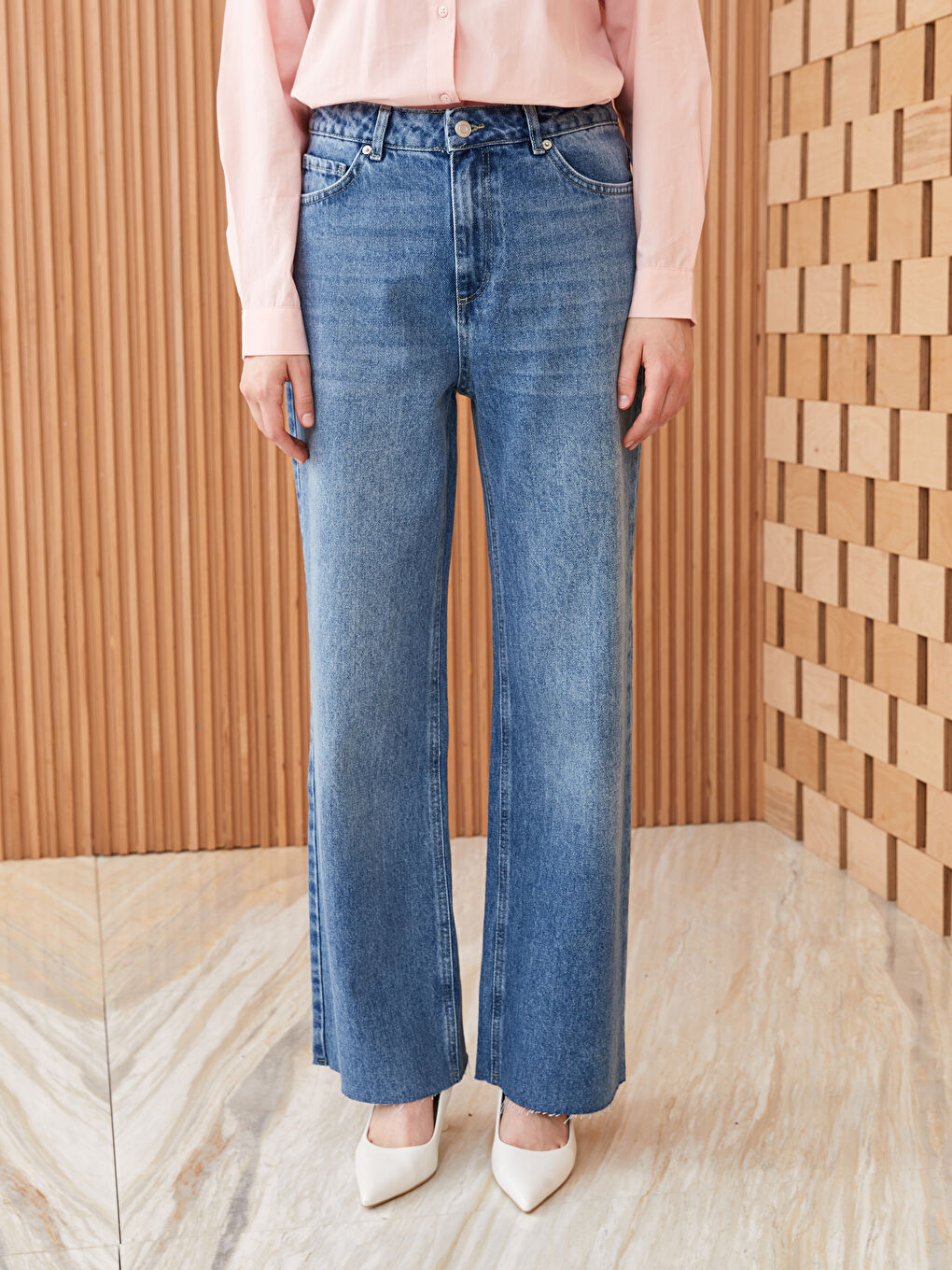 İndigo Wideleg Kadın Jean Pantolon-2