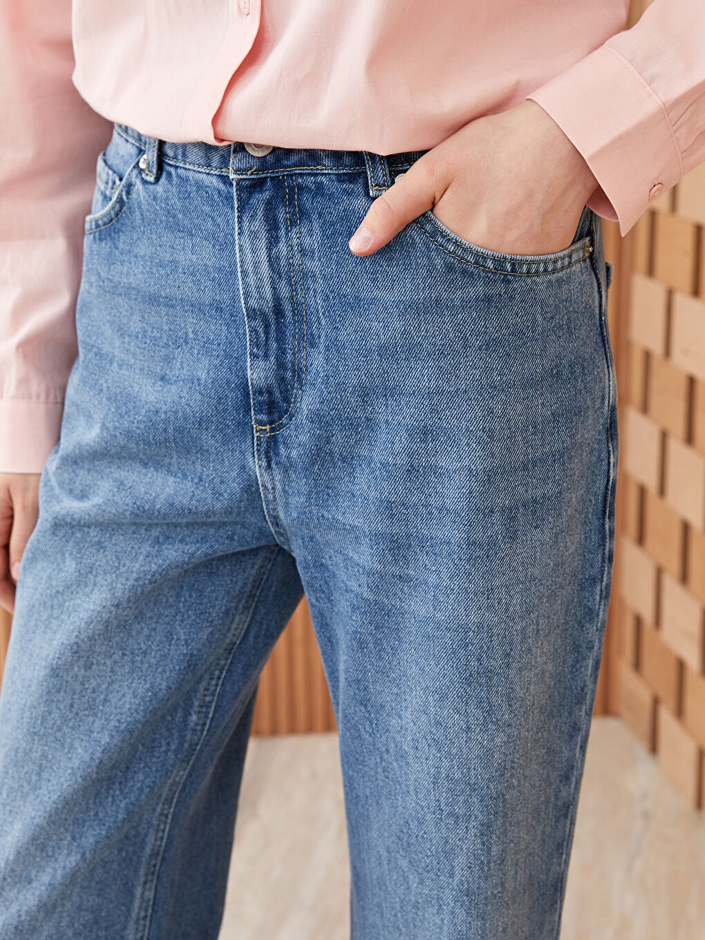 İndigo Wideleg Kadın Jean Pantolon-4