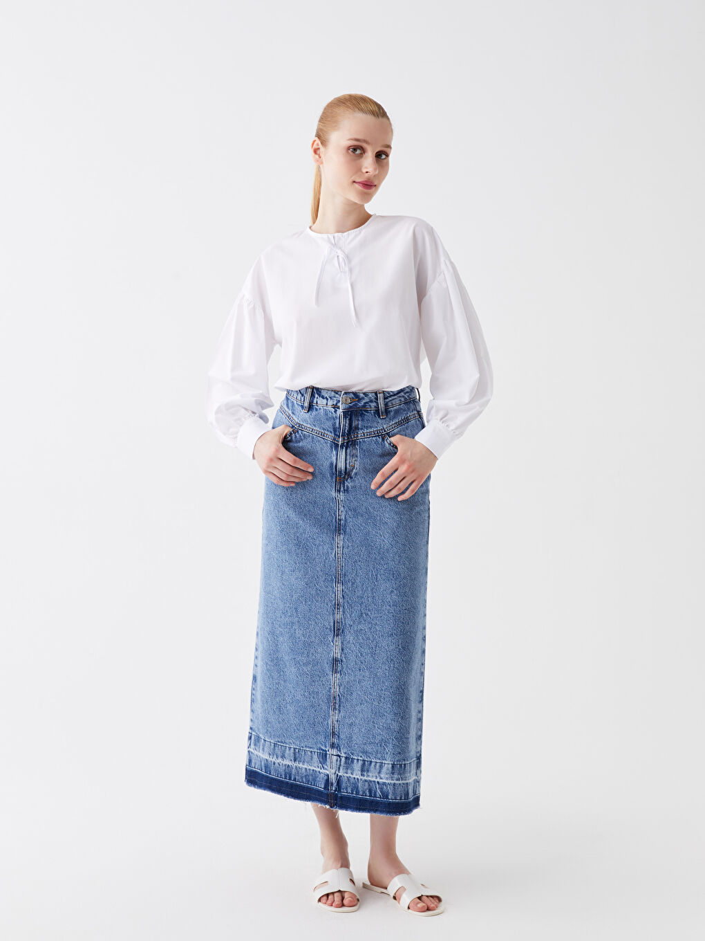 LCW Modest Indigo Standart Fit Kadın Jean Etek