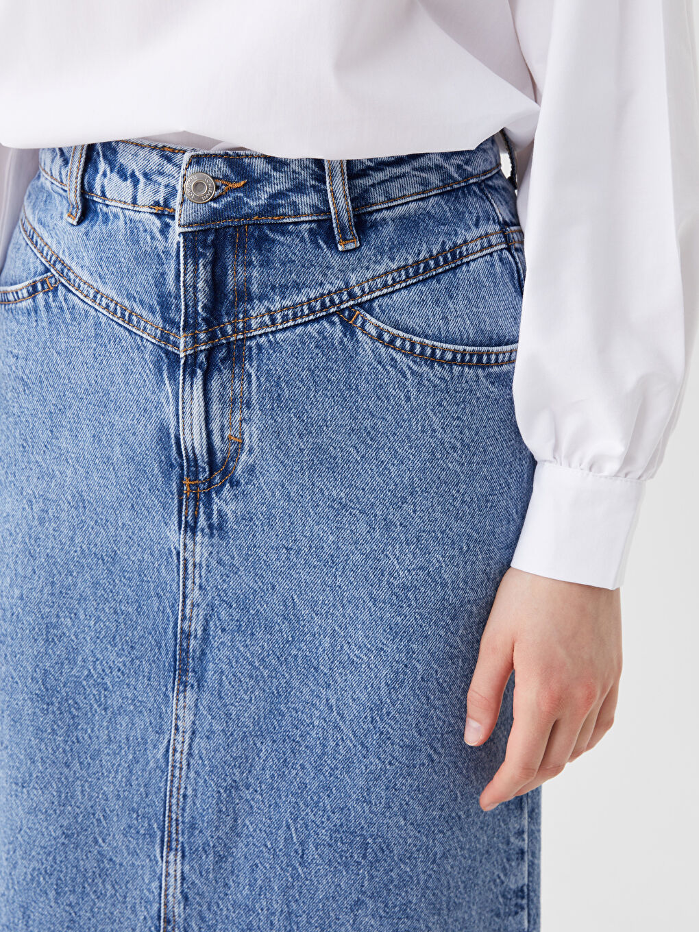 LCW Modest Indigo Standart Fit Kadın Jean Etek - 1