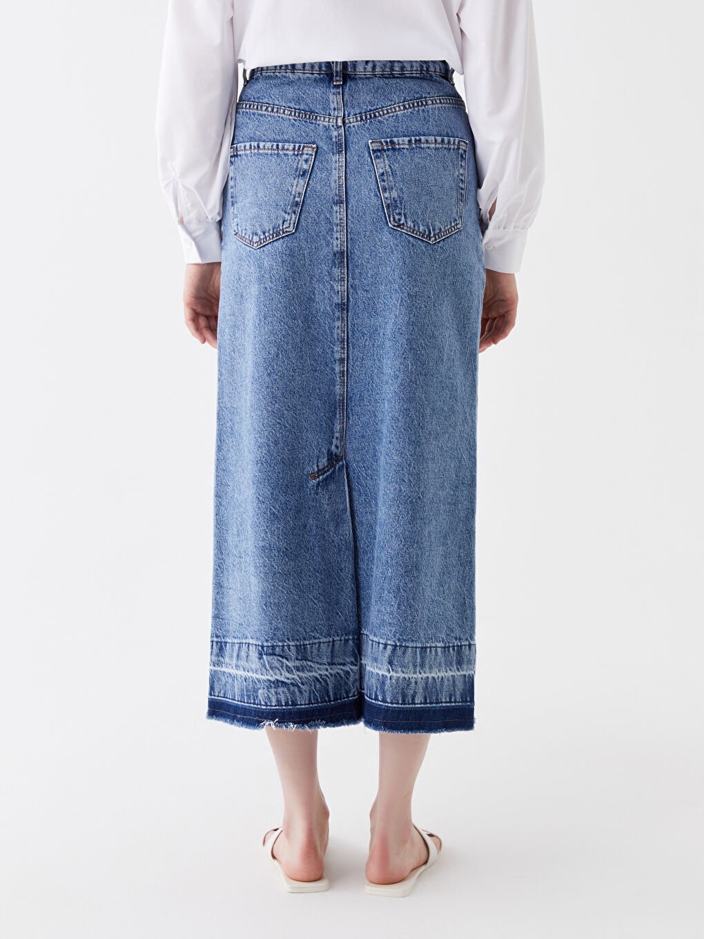 LCW Modest Indigo Standart Fit Kadın Jean Etek - 3
