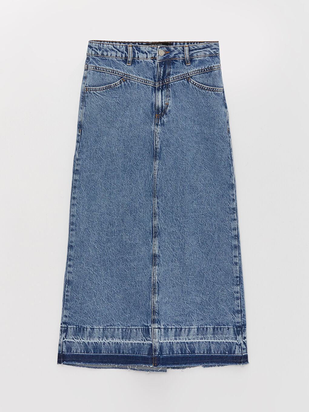 LCW Modest Indigo Standart Fit Kadın Jean Etek - 4