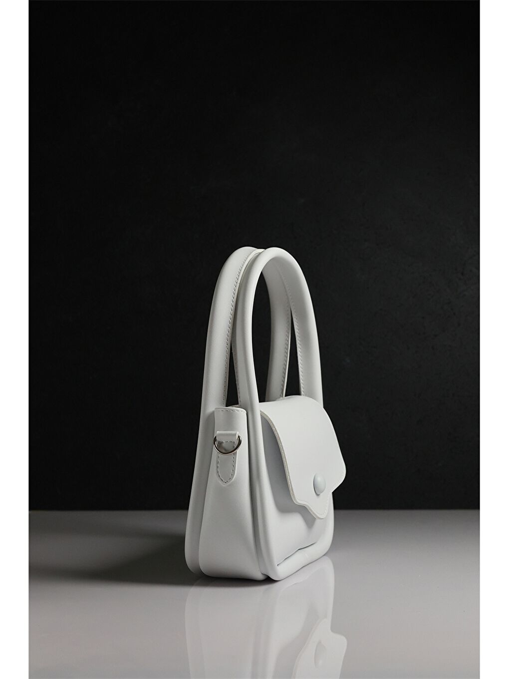 Beyaz Deri Görünümlü Kadın Çanta-1