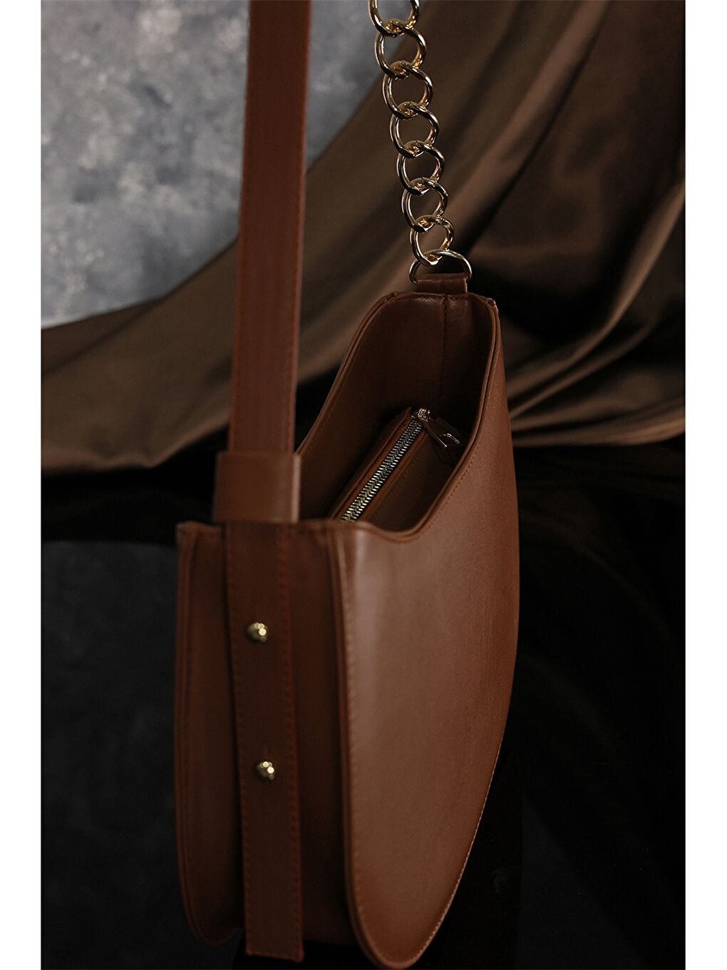 Kahverengi Deri Görünümlü Kadın Çanta-2