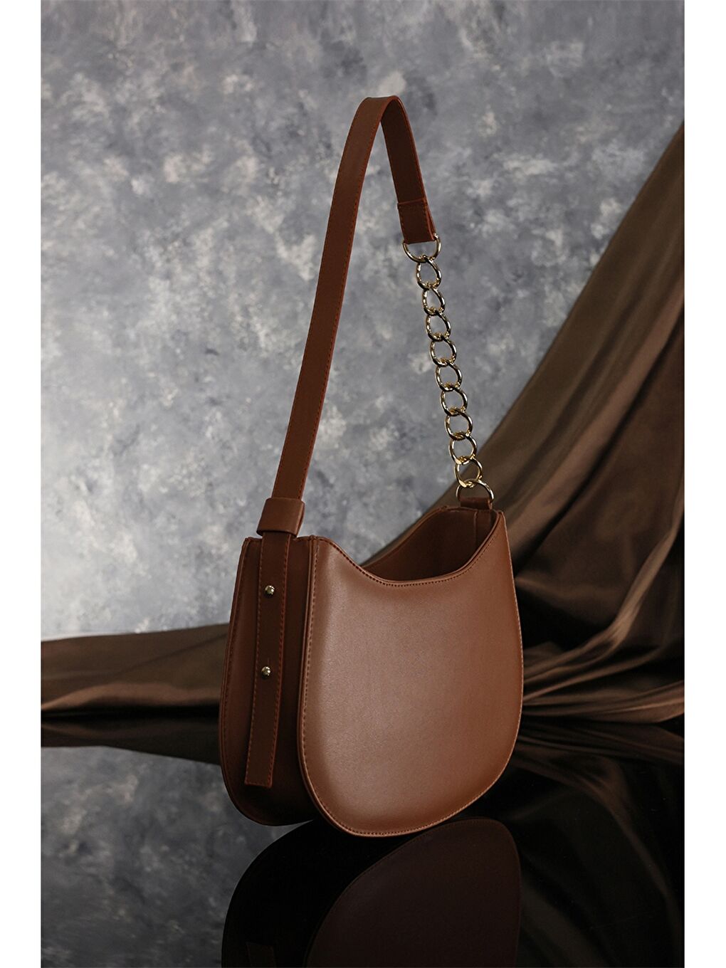 Kahverengi Deri Görünümlü Kadın Çanta-3