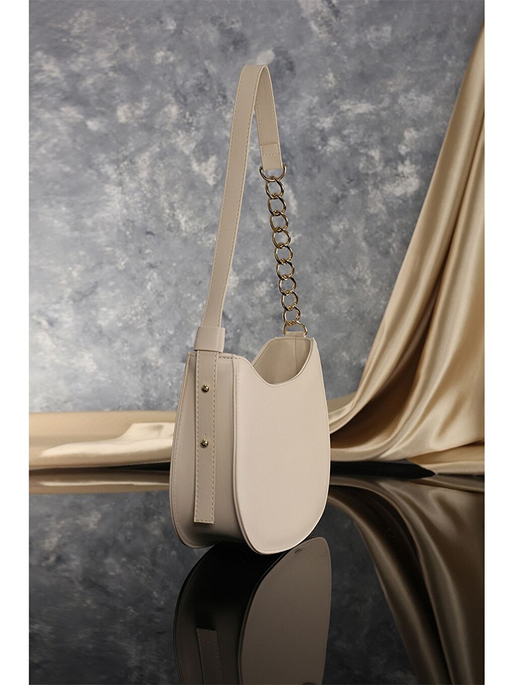 Bej Deri Görünümlü Kadın Çanta-3