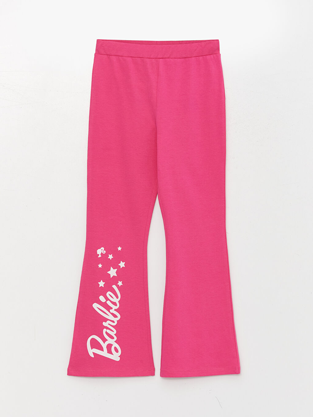 Pembe Beli Lastikli Barbie Baskılı Kız Çocuk Tayt Pantolon-2