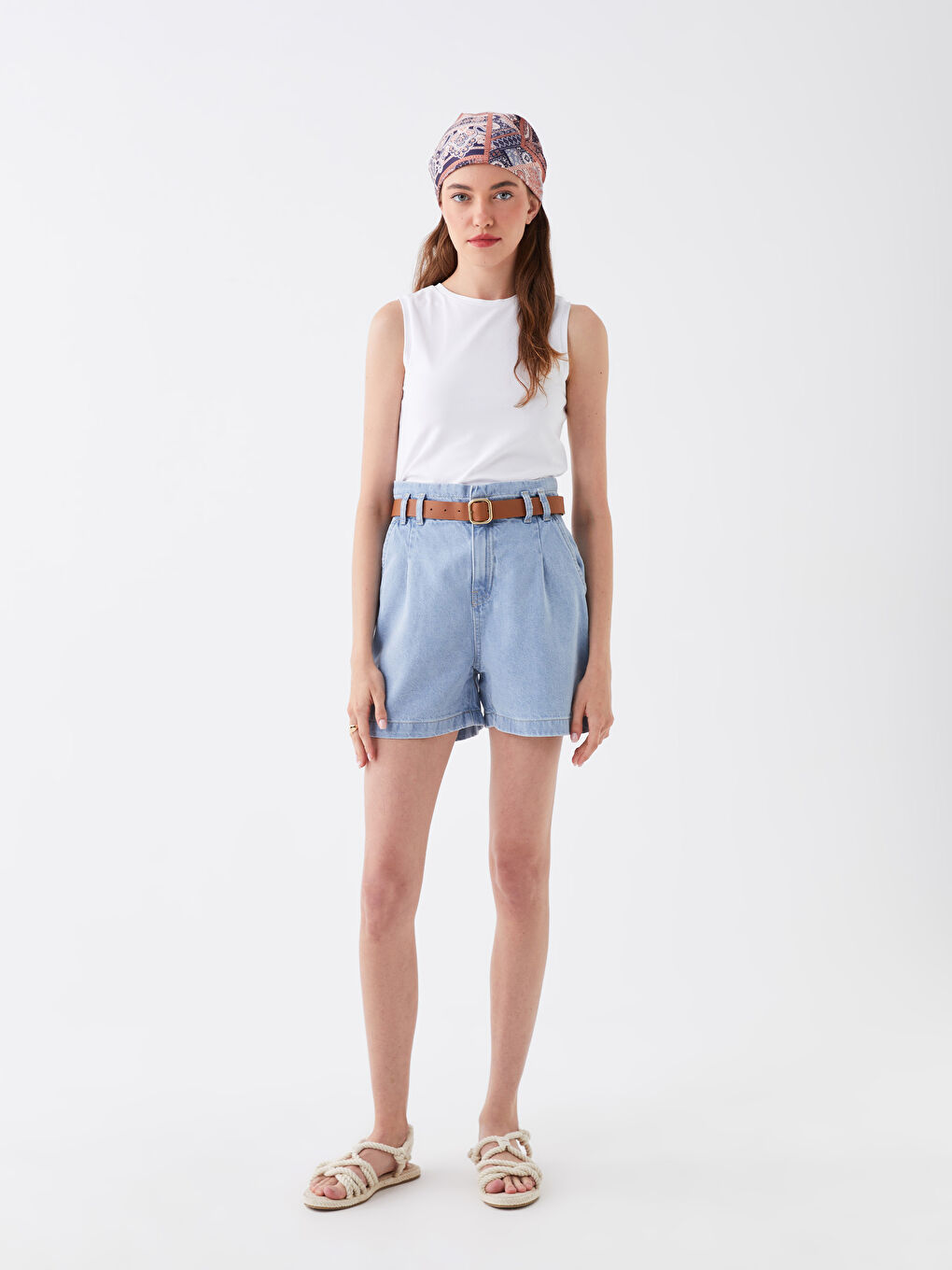 LCW Jeans Elastic Waist High-Waisted Women's Jean Shorts -S3JF61Z8-507