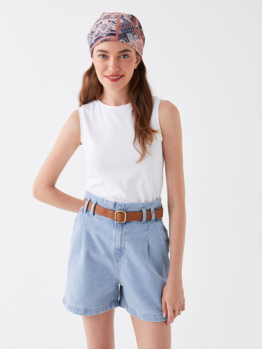 LCW Jeans Elastic Waist High-Waisted Women's Jean Shorts -S3JF61Z8-507