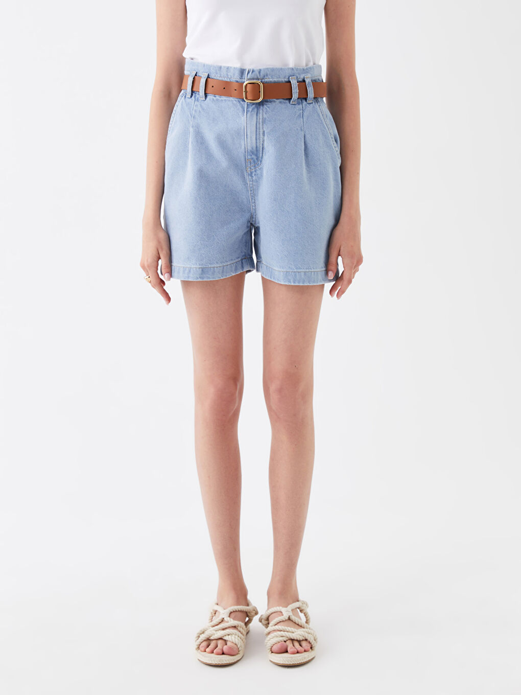LCW Jeans Elastic Waist High-Waisted Women's Jean Shorts -S3JF61Z8-507