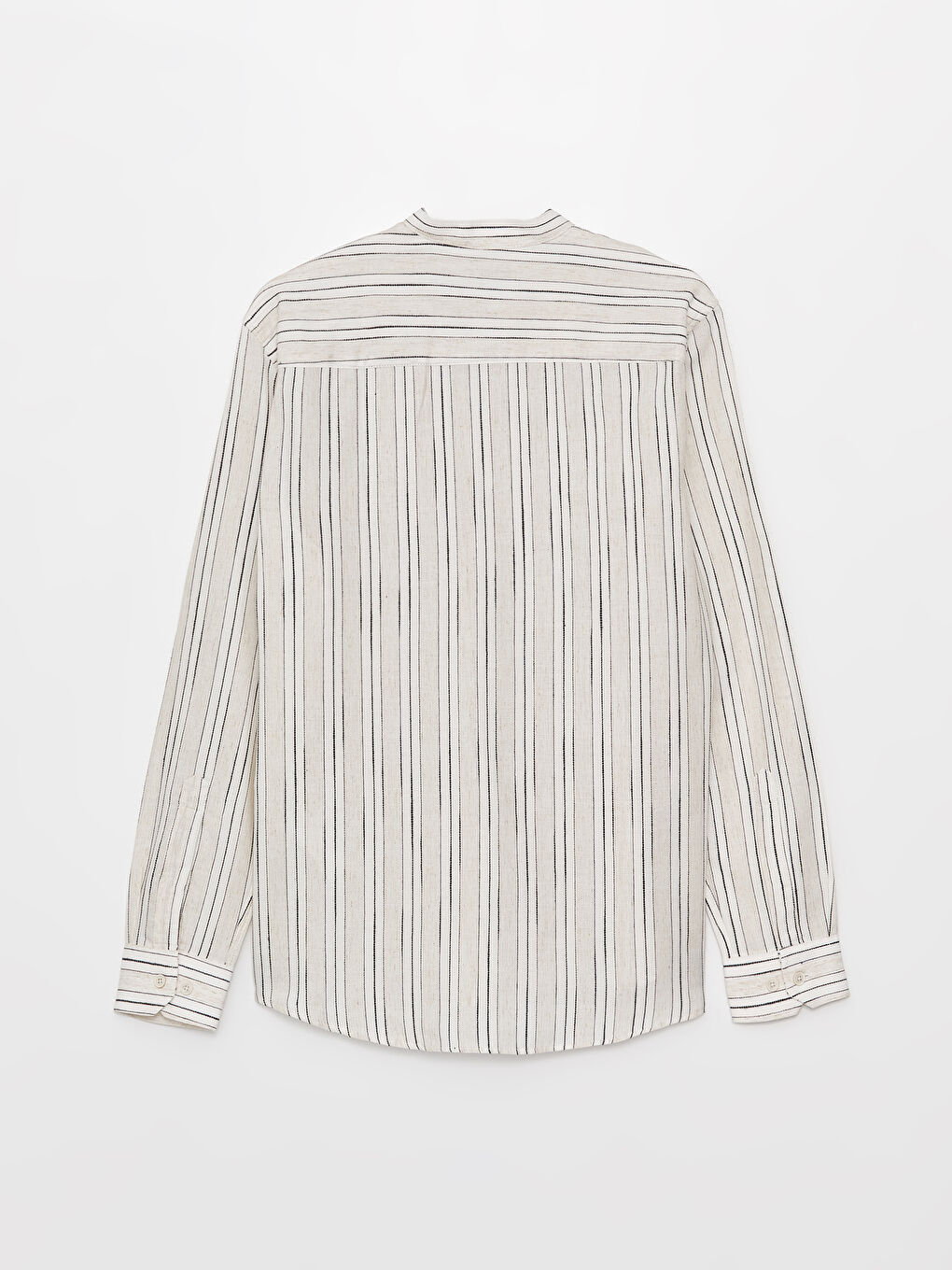 Slim Fit Long Sleeve Striped Linen Blended Men's Shirt-6