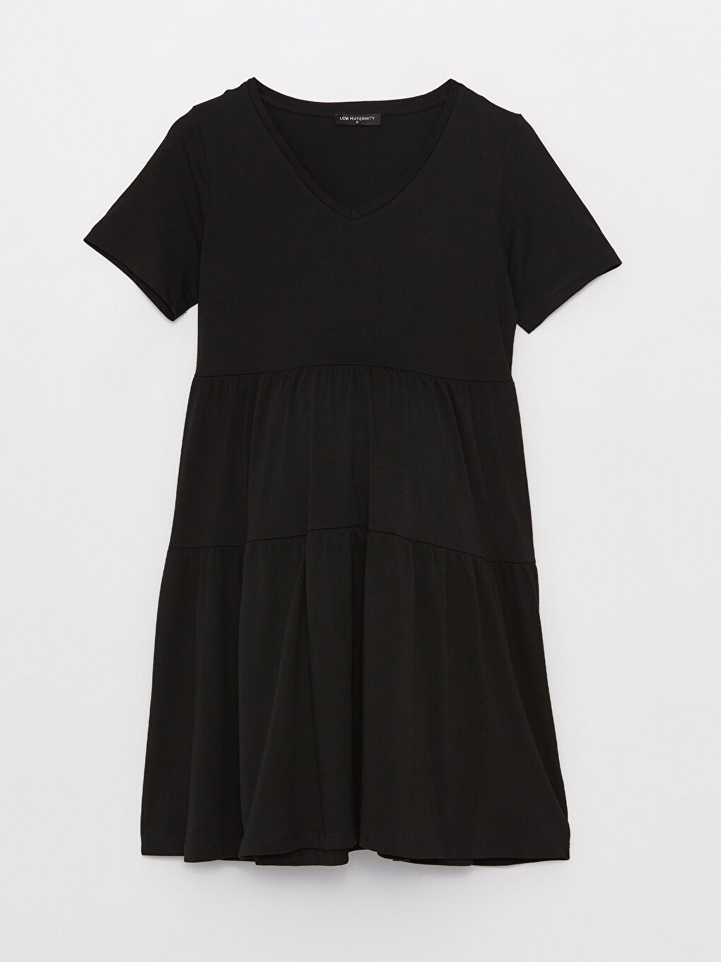 LCWAIKIKI Maternity V-Neck Plain Short Sleeve Maternity Dress -S3JF90Z8-CVL