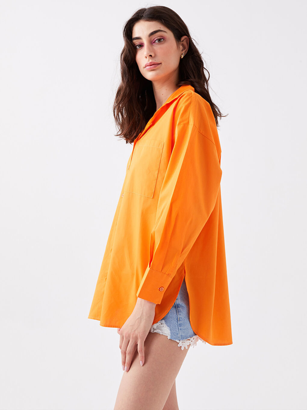 قميص نساء بوبلين أوفرسايز