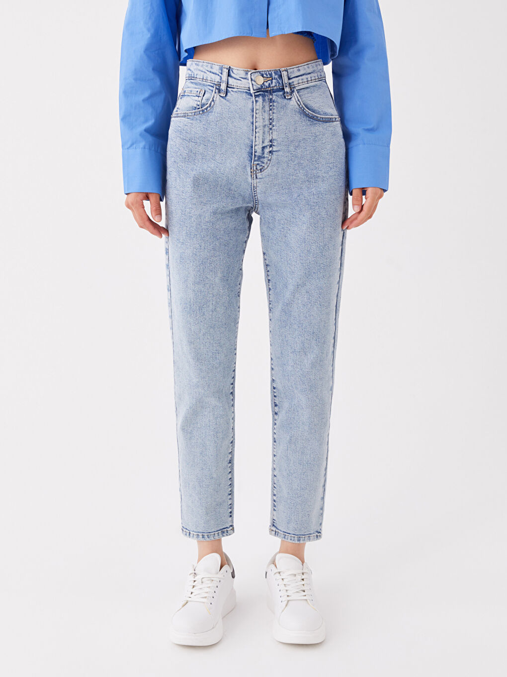 High Waisted Straight Fit Women's Jeans-2