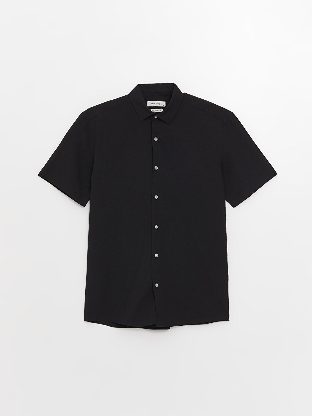 Siyah Regular Fit Kısa Kollu Erkek Gömlek-4