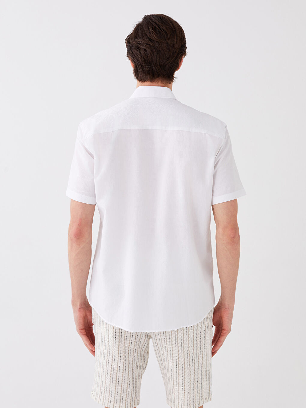 Beyaz Regular Fit Kısa Kollu Erkek Gömlek-4
