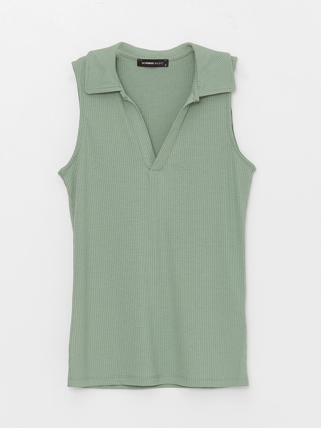 Yeşil Kadın Polo Yaka Düz Atlet-5