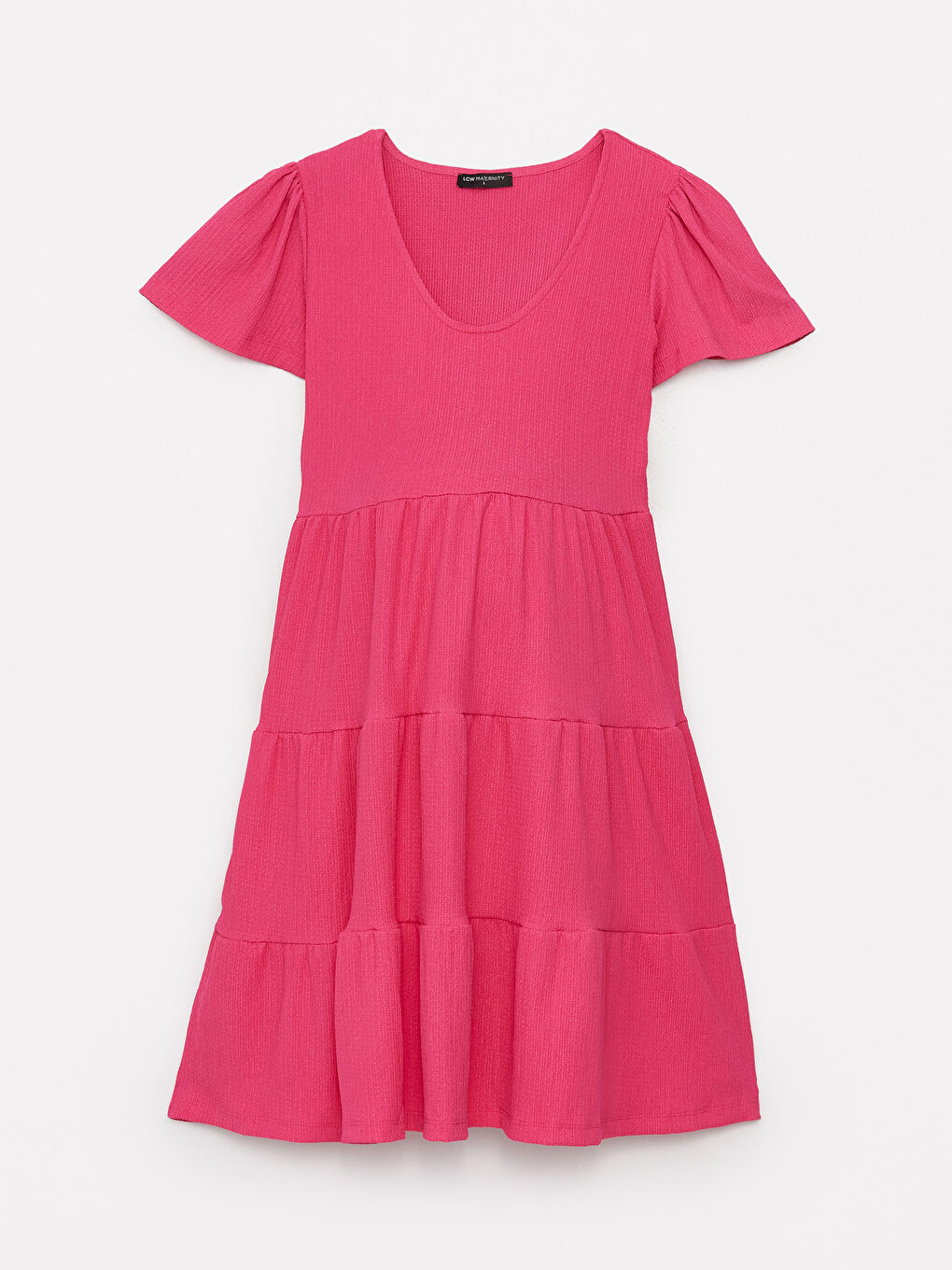 U-Collar Plain Short-Sleeve Maternity Dress -S3JG43Z8-H4K