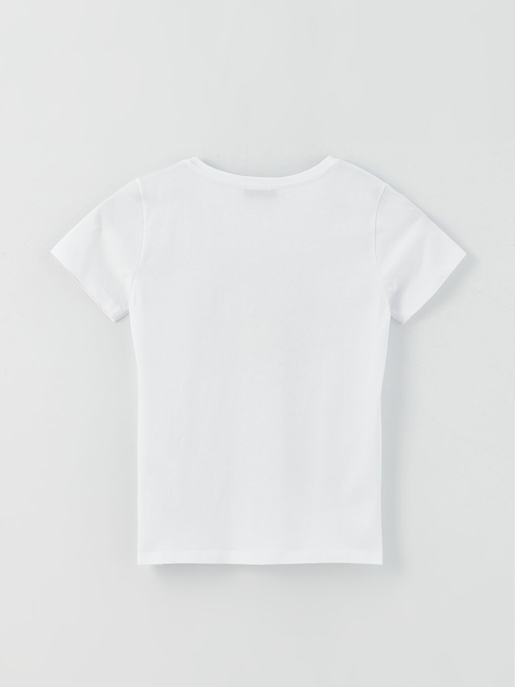 Beyaz Bisiklet Yaka Baskılı Kısa Kollu Kadın Tişört-6